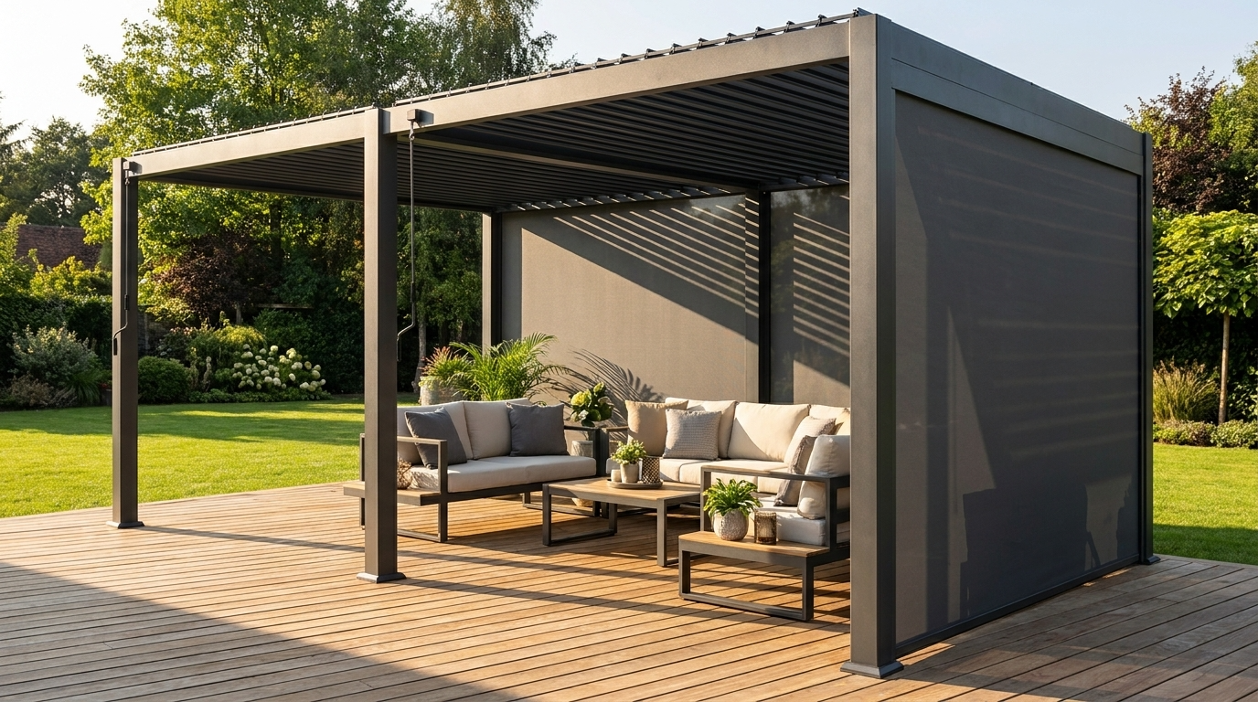 Pure Vista Pro Aluminium Metal Pergola in Graphite Grey - 3.6m x 8m