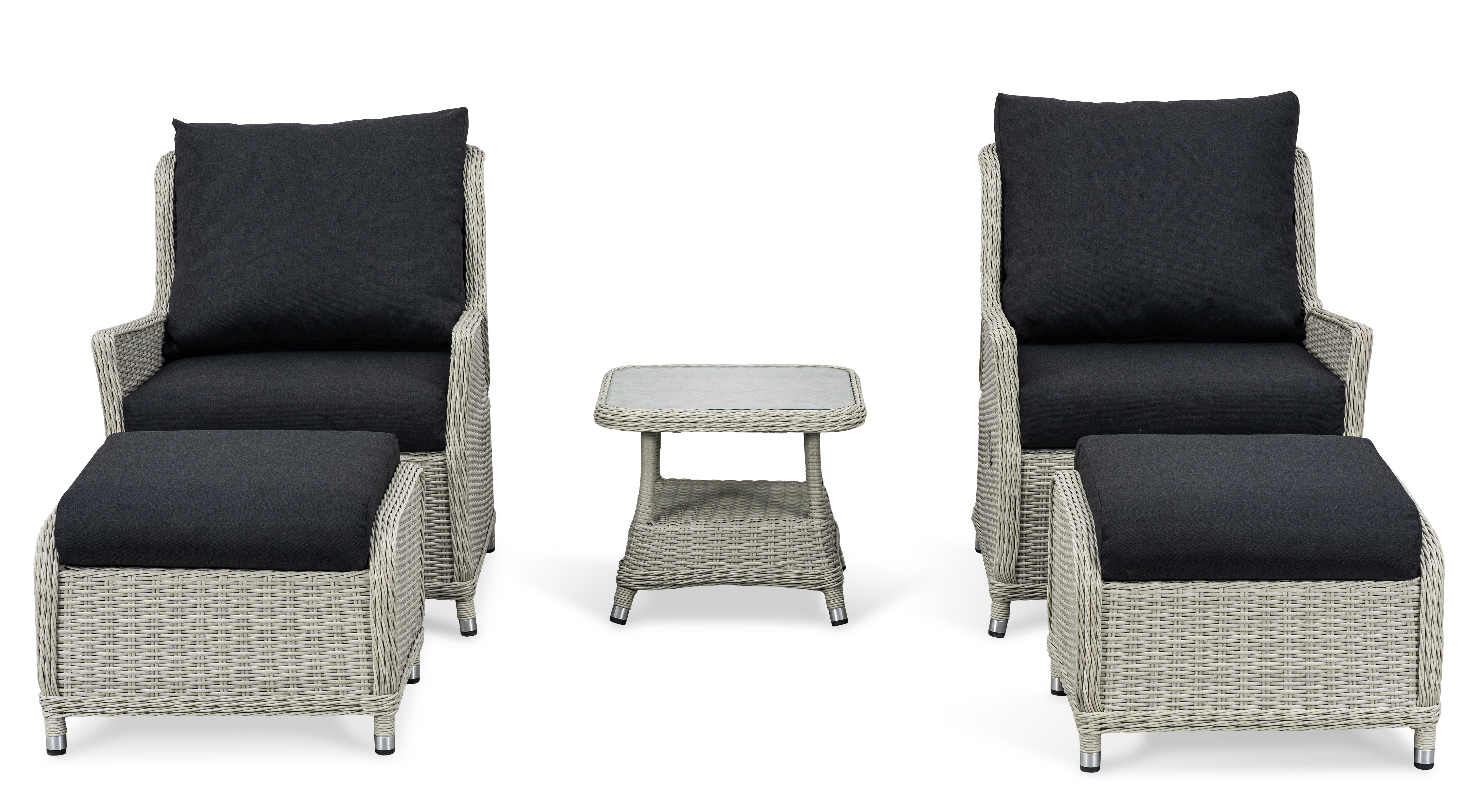 LARA Rattan adjustable Lounge Set of 2 and side table
