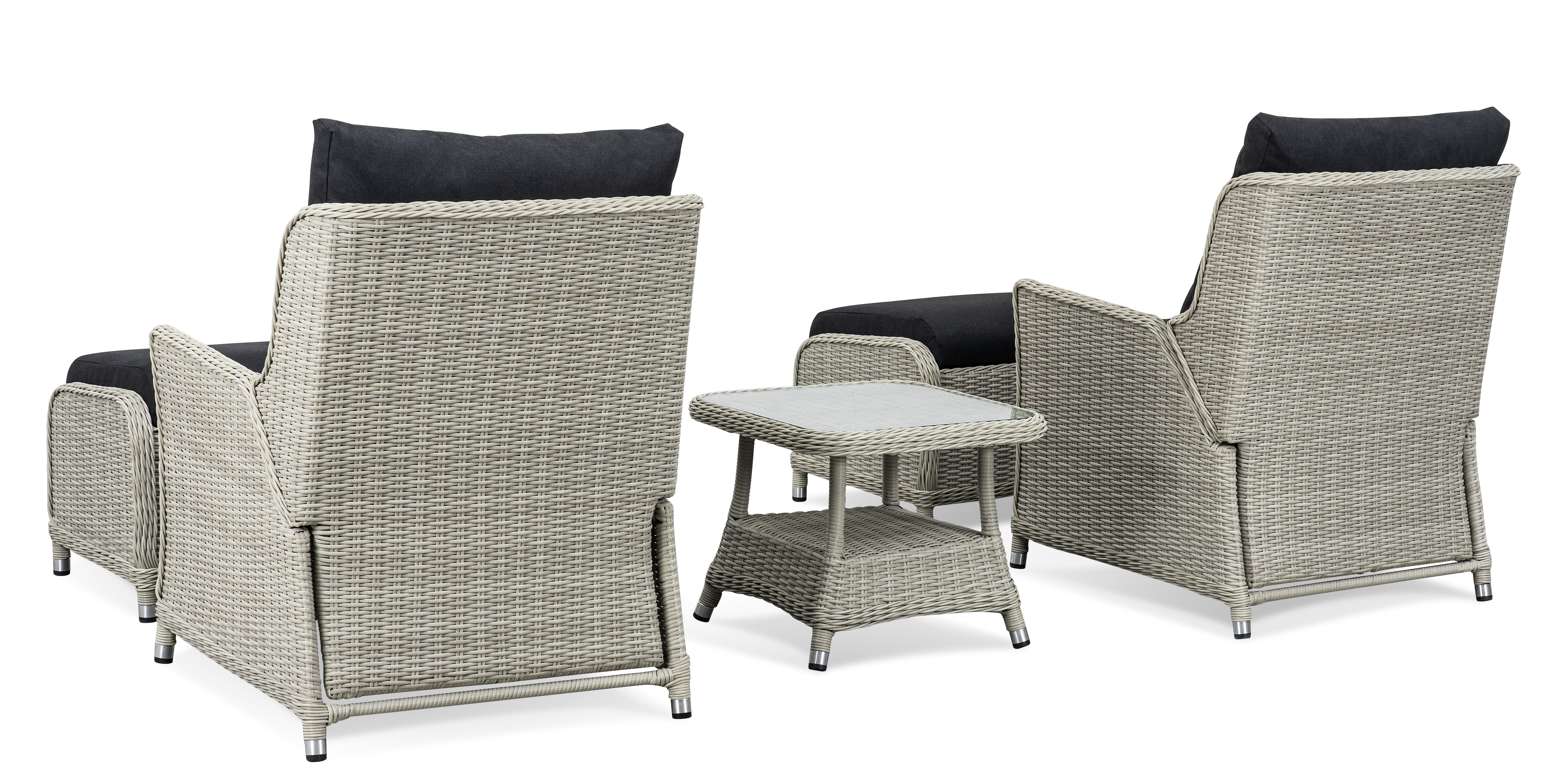 LARA Rattan adjustable Lounge Set of 2 and side table