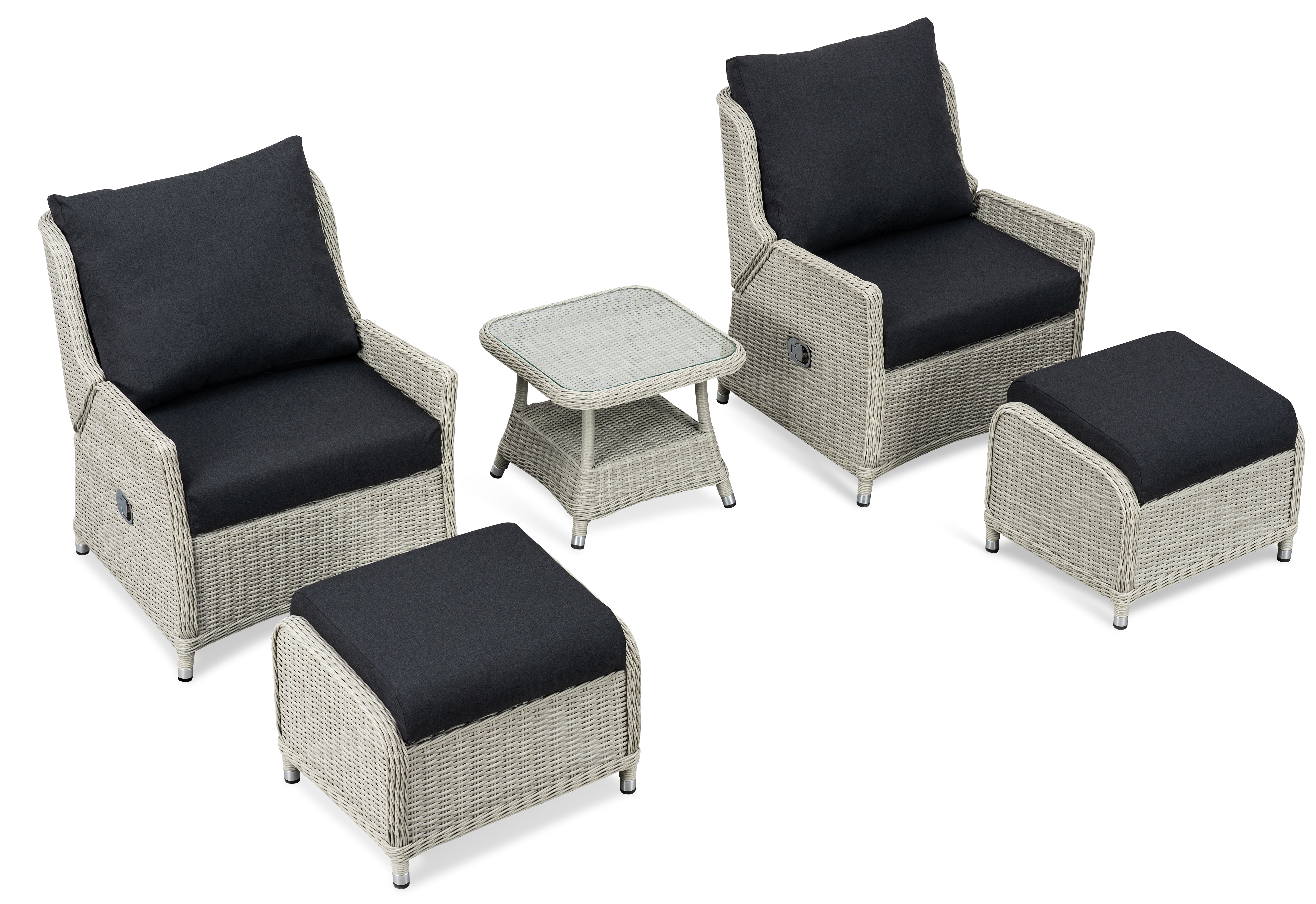 LARA Rattan adjustable Lounge Set of 2 and side table