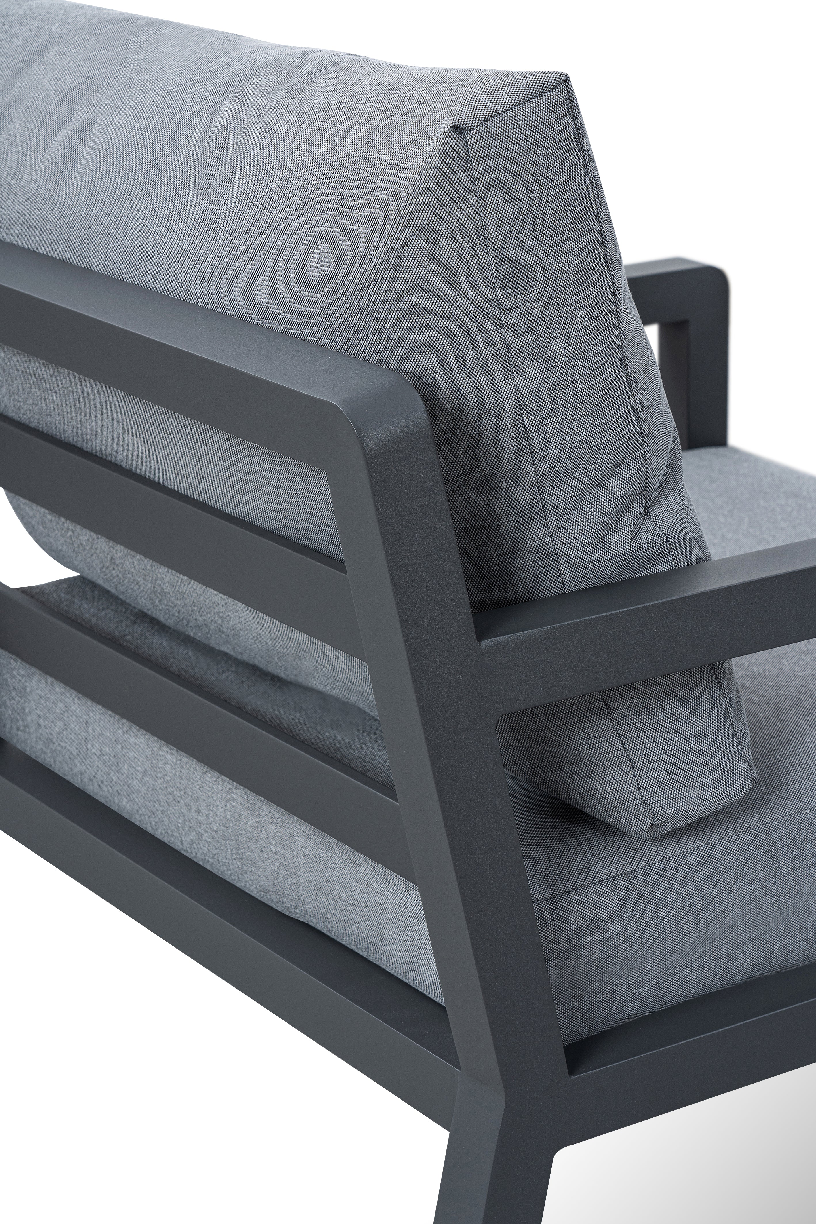 AMIL L-Shaped corner Aluminium premium lounge dining set with 2 arm chairs