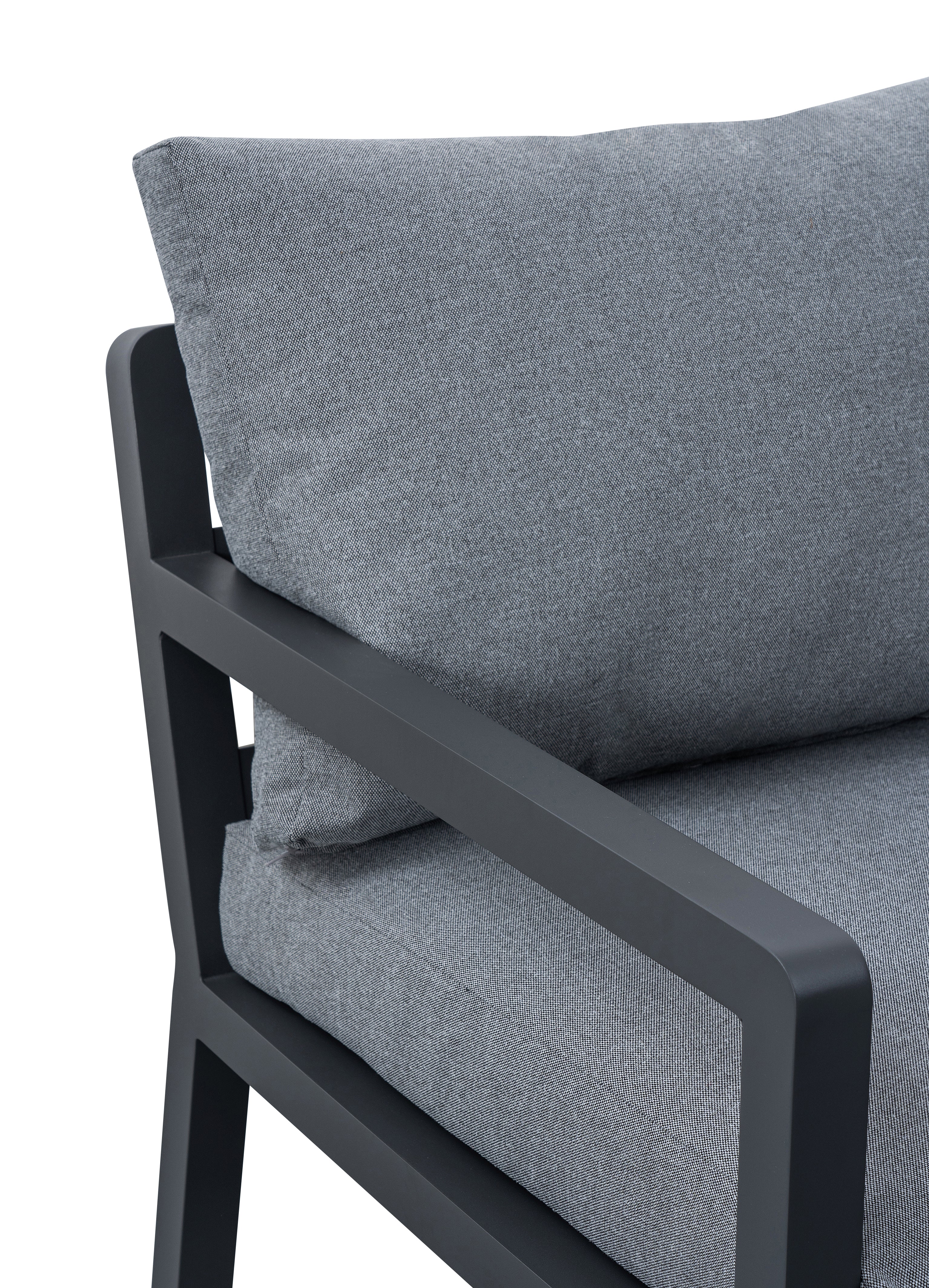AMIL L-Shaped corner Aluminium premium lounge dining set with 2 arm chairs