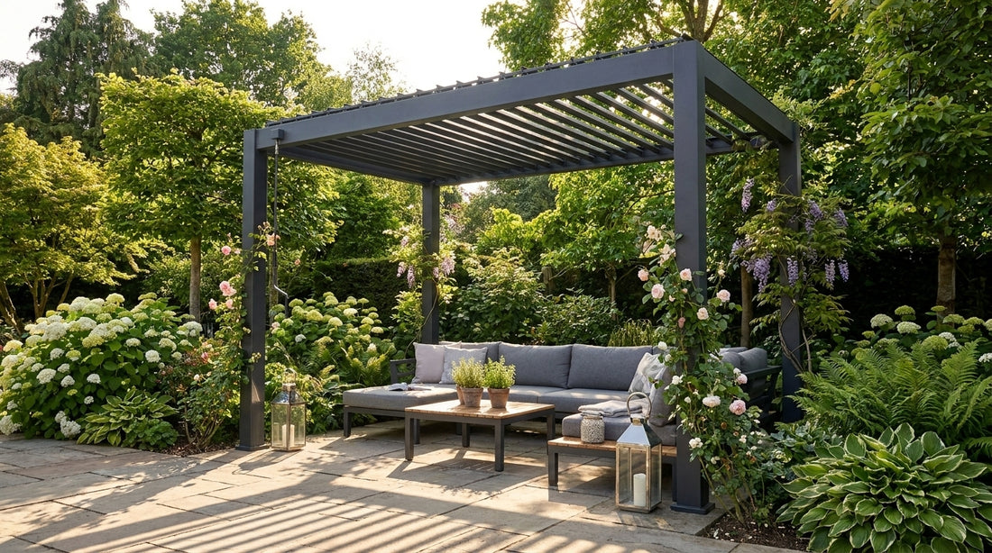 Pure Vista Pro Aluminium Metal Pergola in Graphite Grey - 1.5m x 3m