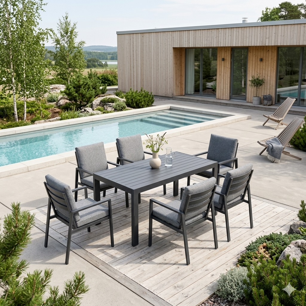 ARROW Aluminium Dining set - rectangle table