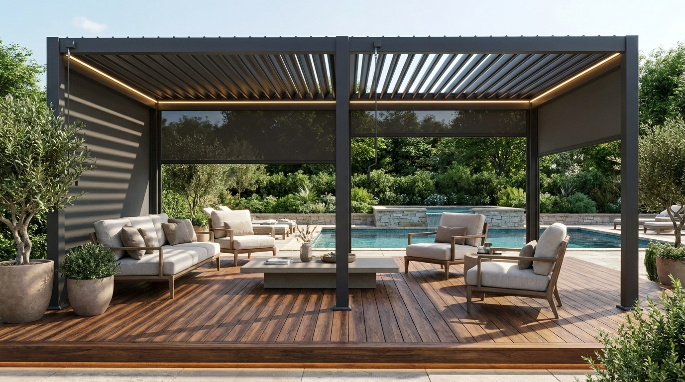 Pure Vista Pro Aluminium Metal Pergola in Graphite Grey - 3.6m x 8m