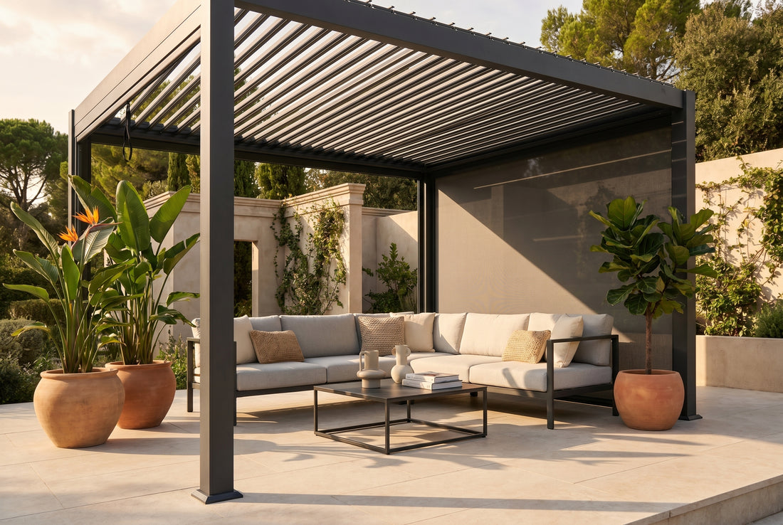 Pure Vista Pro Aluminium Metal Pergola in Graphite Grey - 3.6m x 3.6m