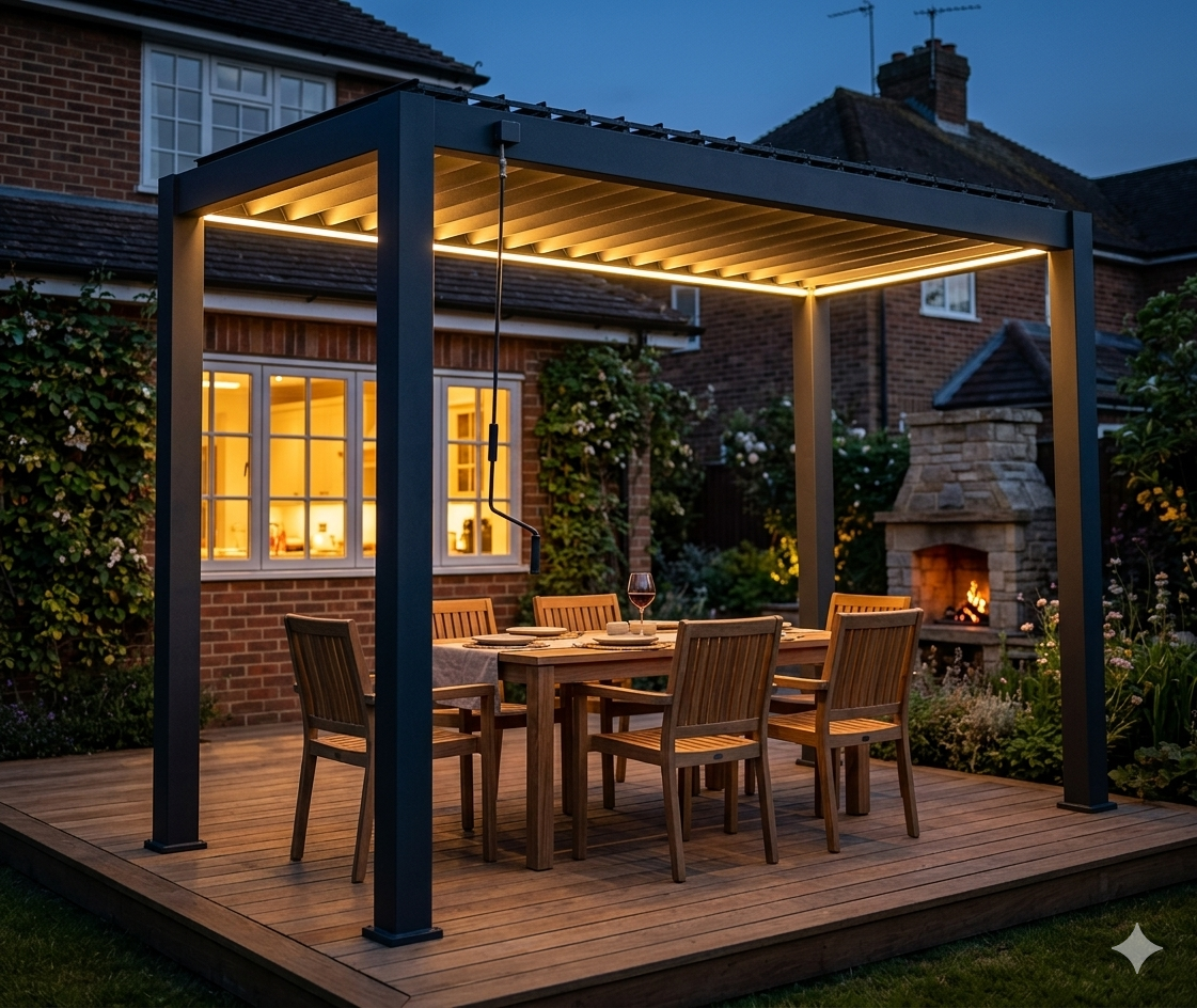 Pure Vista Pro Aluminium Metal Pergola in Graphite Grey - 1.5m x 3m