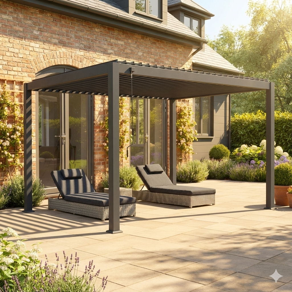 Pure Vista Metal Pergola in Graphite Grey - Free Standing