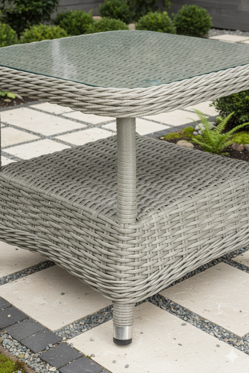 JAVA Rattan adjustable Lounge Set of 2 and footstools and side table