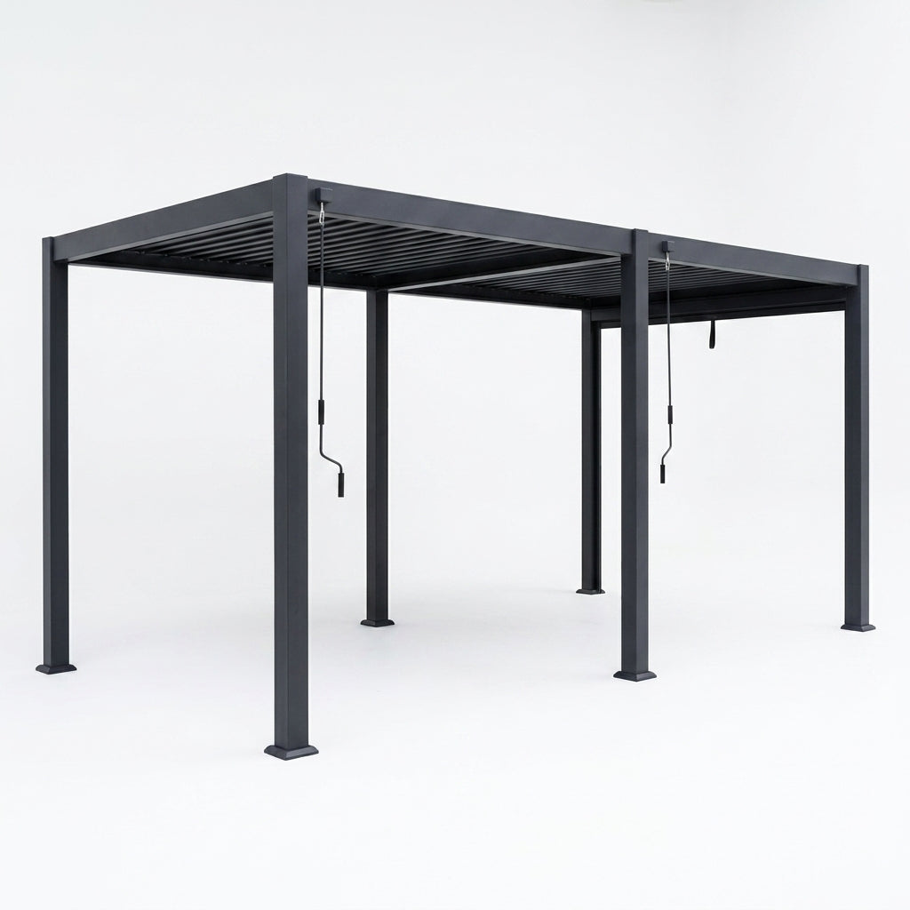 Pure Vista Pro Aluminium Metal Pergola in Graphite Grey - 3.6m x 6m